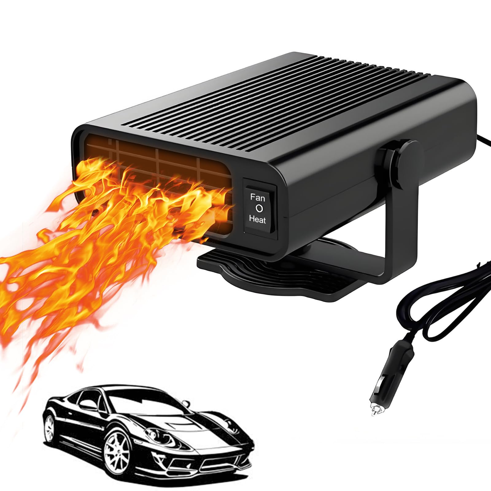 autozen Autoheizung, 2 in 1 Auto Heizlüfter 12V 120W Auto Heizung Entfroster 360° Drehbar für Auto Windschutzscheibe Schnelle Heizung, schwarz von autozen