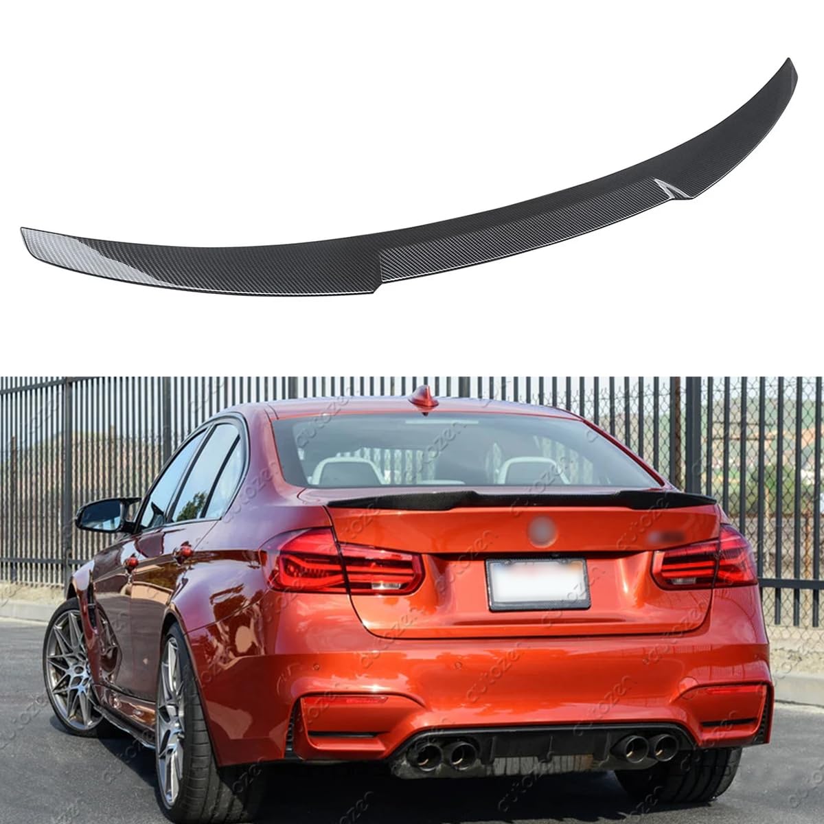 Heckspoiler für BMW F30 F80 Limouisne 2011-2019 Heckflügel Kofferraum Spoiler，M4 Carbon Schwarz von autozen