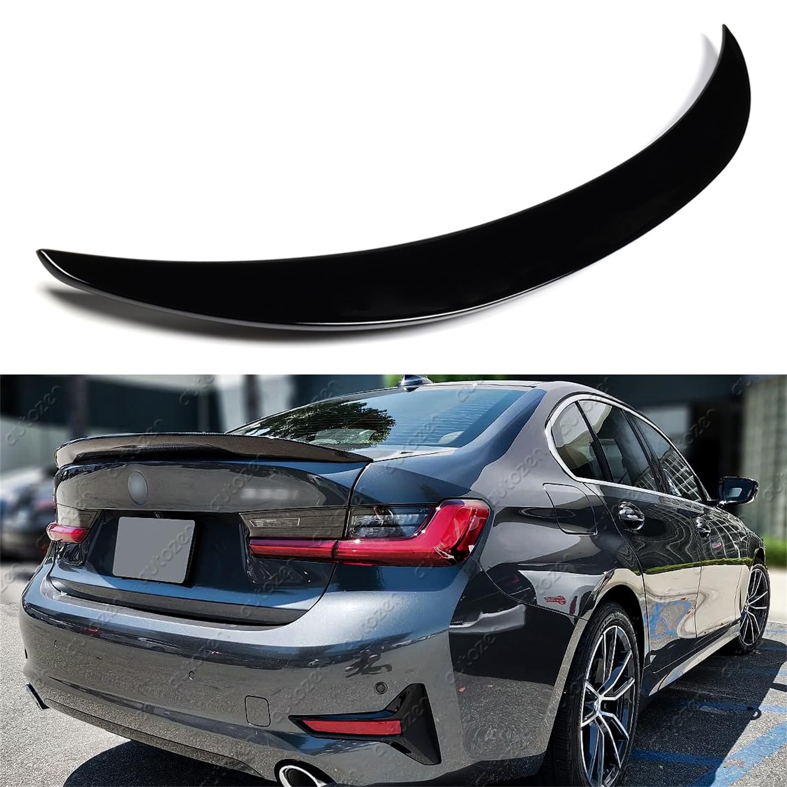 Sport Heckspoiler Lippe für BMW 3er Typ G20 Limousine Bj. 2018, Schwarz Glanz von autozen