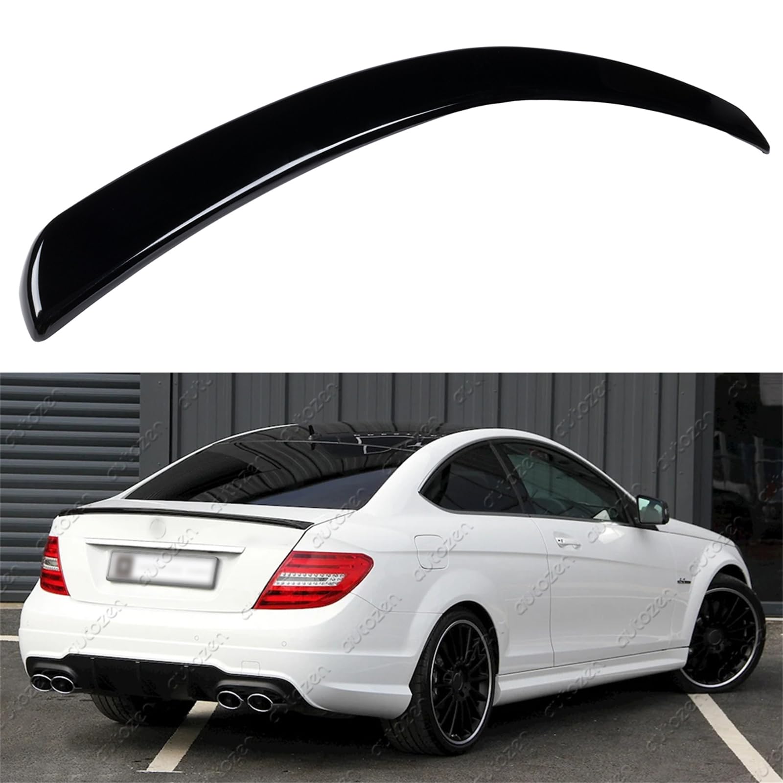 Sport Heckspoiler Lippe für Mercedes C Klasse Typ C204 Coupe Bj. 06/2011-12/2014, Schwarz Glanz von autozen