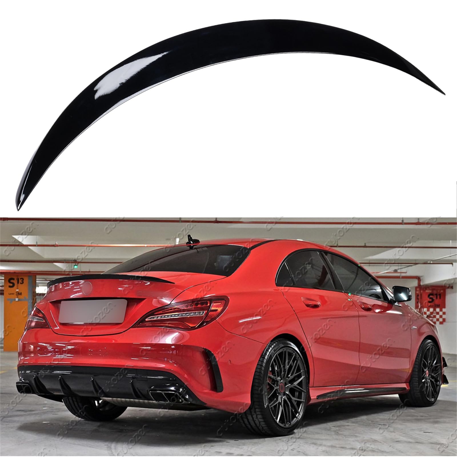 Sport Heckspoiler Lippe für Mercedes CLA C117 Bj. 2013-2019, Schwarz Glanz von autozen