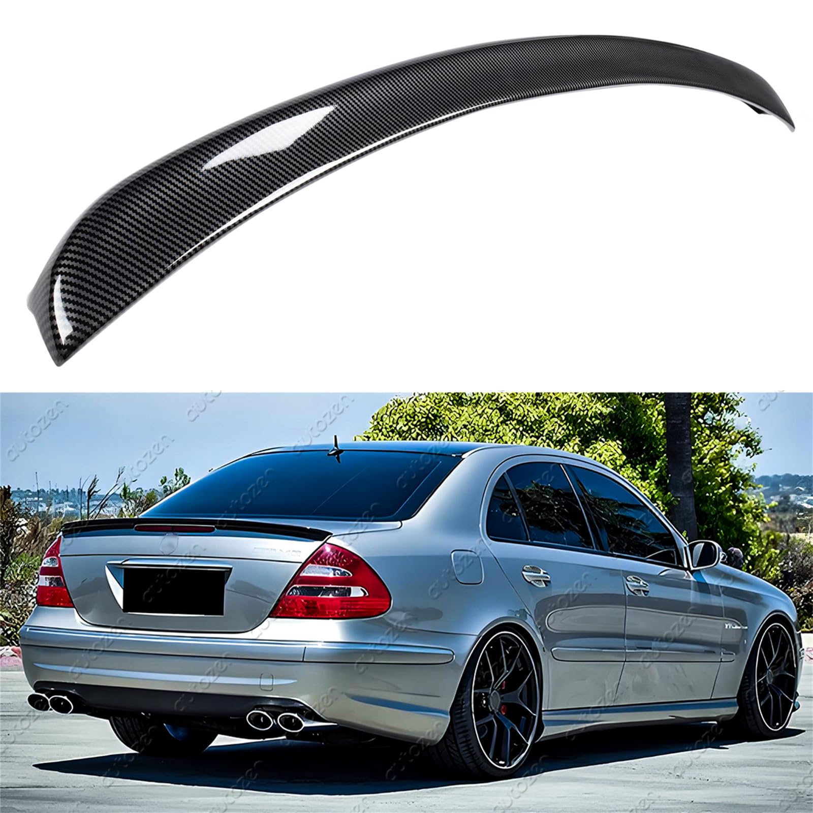 Sport Heckspoiler Lippe für Mercedes E-Klasse Typ W211 Limousine Bj. 03/2002-12/2008, Carbon schwarz von autozen