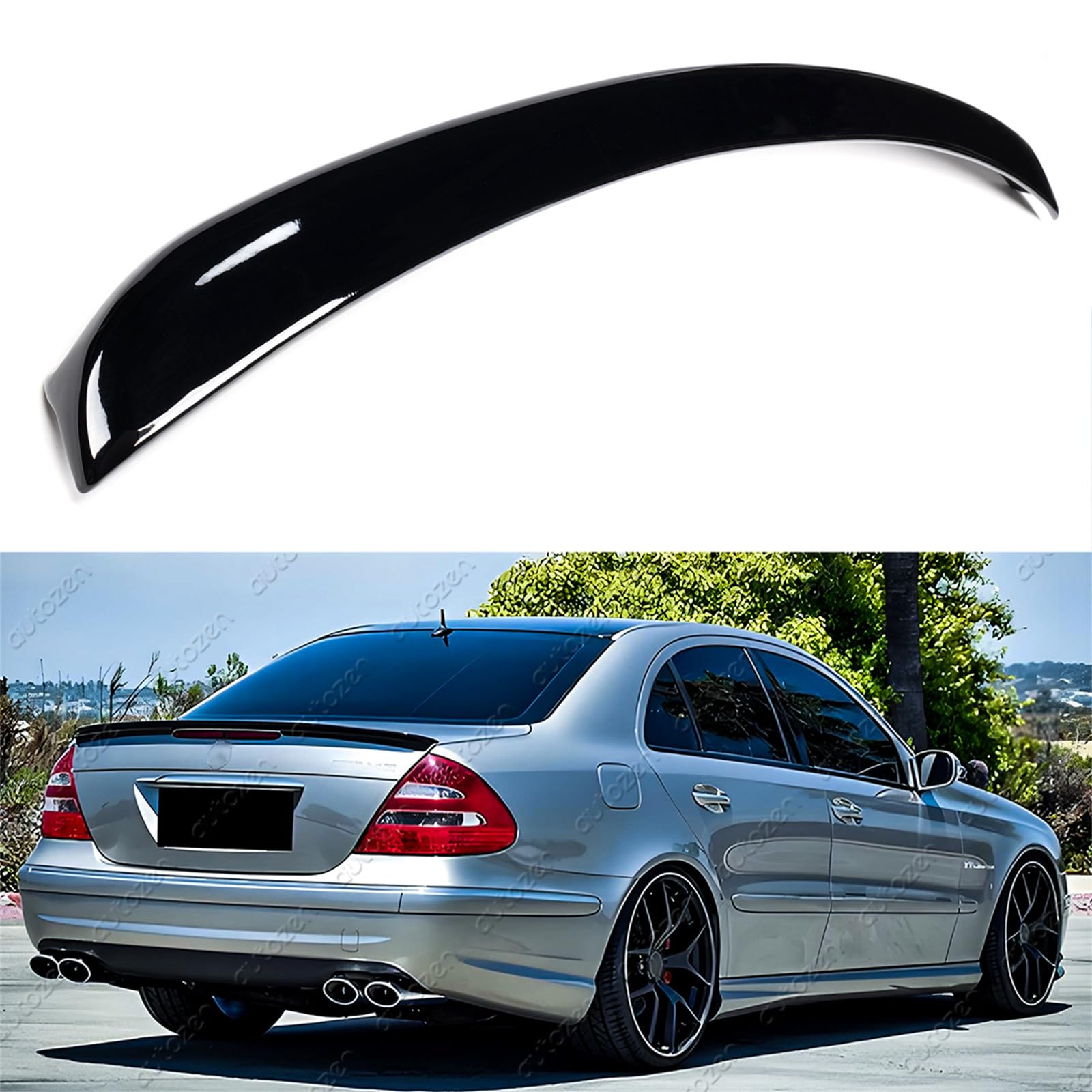 Sport Heckspoiler Lippe für Mercedes E W211 Limousine 03-08, Schwarz Glanz von autozen