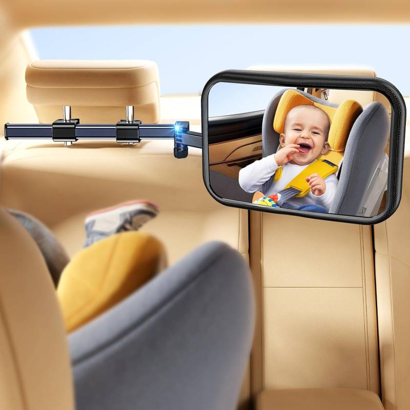 auvstar Neues Upgrade Spiegel Auto Baby Rückbank,Rückspiegel Baby Auto mit Metall Clip,360°Drehbar Bruchsicherer Baby Autospiegel für Baby,Groß Vision Rücksitzspiegel Baby von auvstar