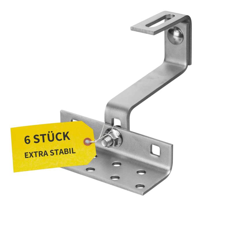 Avoltik 3-fach verstellbare Dachhaken Photovoltaik Halterung 6 Stück I Dachhalterungen Solarmodule A2 aus rostfreiem Edelstahl 1.4301 I robuste Dachhalterung Balkonkraftwerk zur sicheren Montage von avoltik