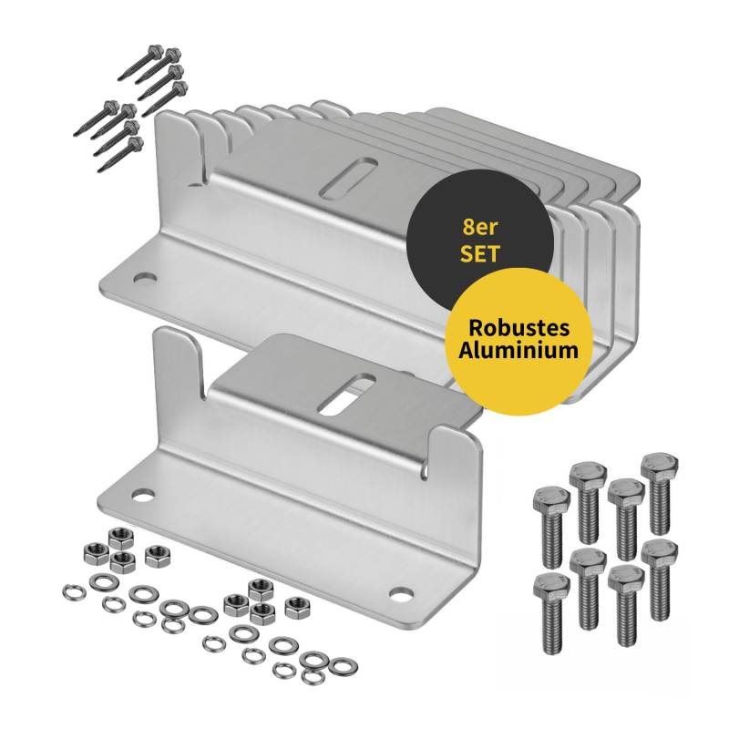Avoltik 8 Stück Solarpanel Halterung Silber, Solar Panel Montage Z Halterung Mounting, Solarmodul Halterung mit Muttern Schrauben für Solarpanel Befestigung Z-Winkel, Solarpanel Z-Halterung von avoltik