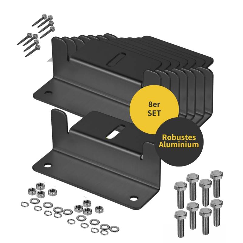 Avoltik Solarpanel Halterung 8 Stück in schwarz 100mm I hochwertige Z-Winkel Halterungen aus robustem Aluminium I PV Modul Halterung ink Schrauben & Muttern I witterungsbeständige Solarmodul Halterung von avoltik