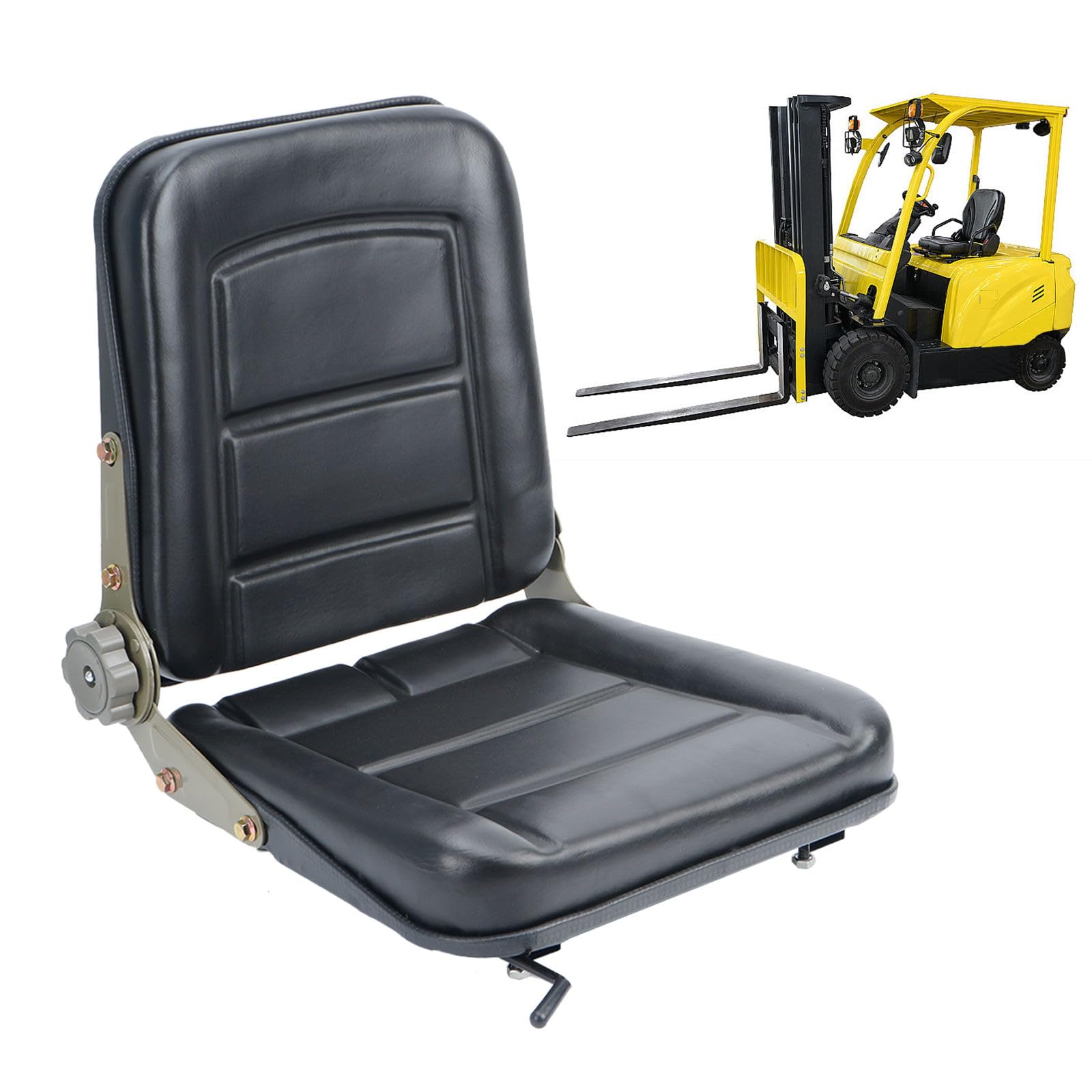 awliye Traktorsitz 38x41x46cm Verstellbare Schleppersitz 25x27cm Universal Gabelstaplersitz PU Leder Traktor Federung Sitz für bagger trettraktor traktor aufsitzmäher Minibagger Fahrersitz, Schwarz von awliye