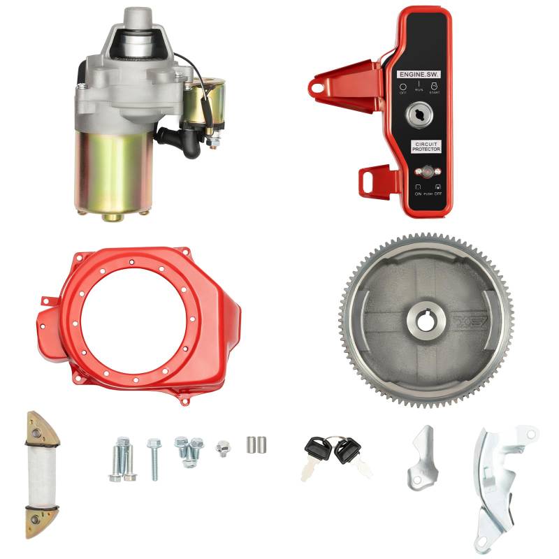 awolsrgiop Anlasser Elektrostart-starter-kit, Elektrostart Kit Für Honda GX160 5,5PS GX200 6,5 PS, Schwungrad Starter Motor Schlüsselschalter Motoren und Generatoren mit Anlasser Magnet von awolsrgiop