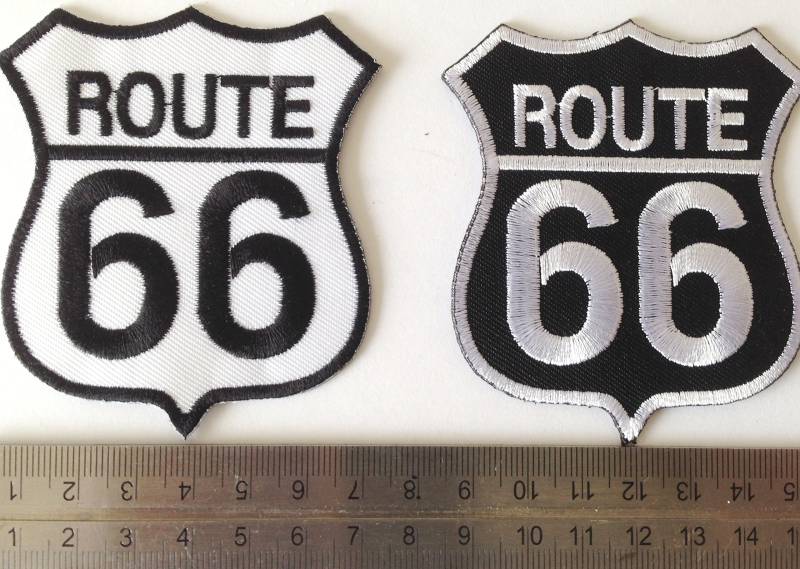 aufnäher Route 66 Patch Route 66 aufnäher Set Patches Set 2 stück Black + White Designs von b2see