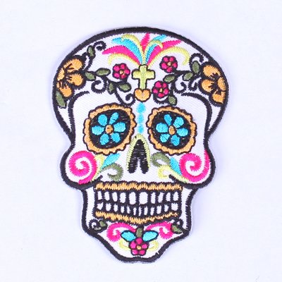 b2see Applikation Aufbügler Patches Skull Aufnäher Candy Biker Patches Skull Patch Bügelbild Sticker 8,5 cm von b2see