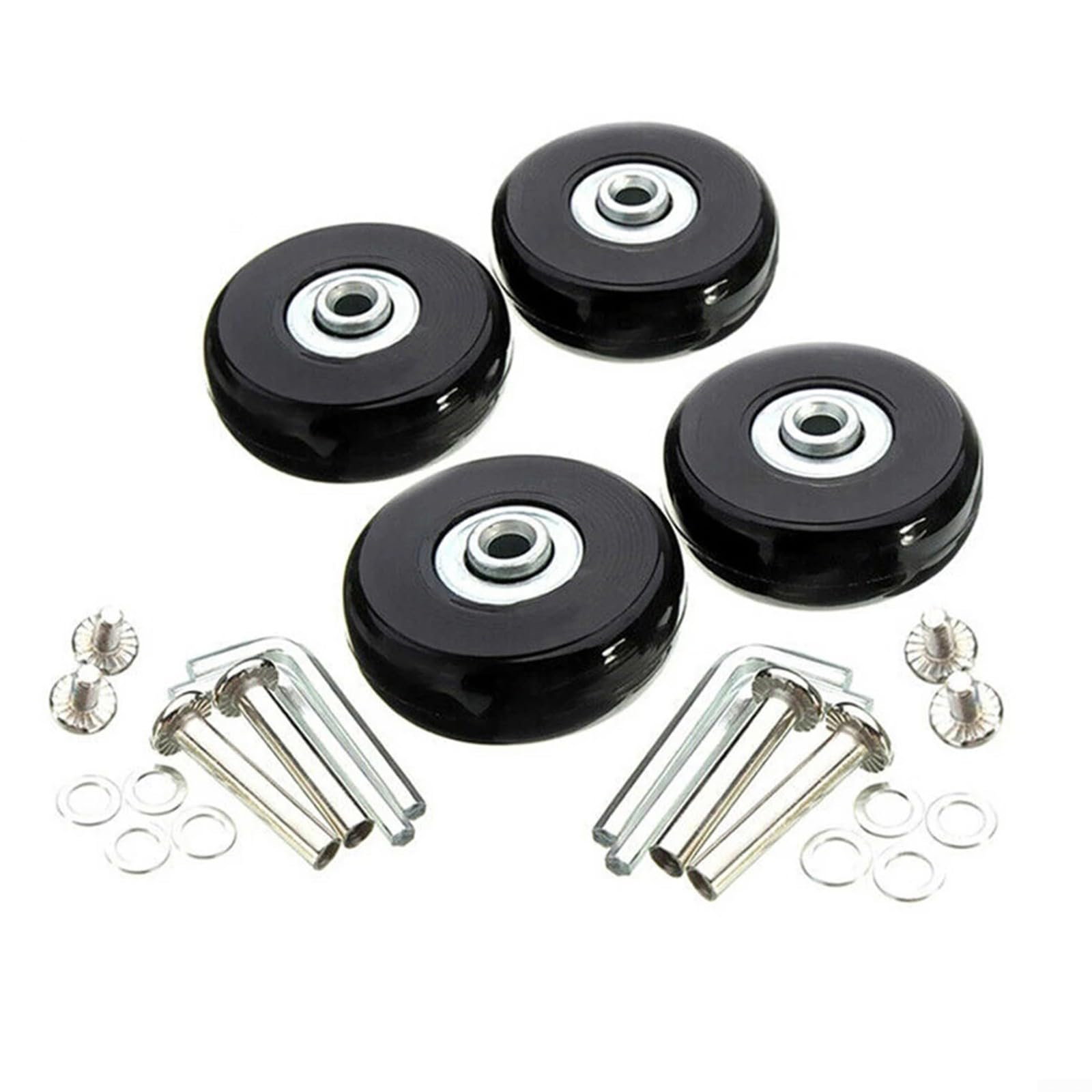 babominimer Gepäckräder-Ersatz-Set, 4-teilig, Koffer-Reparatur-Rad-Set mit Achsen, Schrauben, Schraubenschlüssel, leiser Gummi-Rollschuh für Reisezubehör (50 x 18 mm) von babominimer