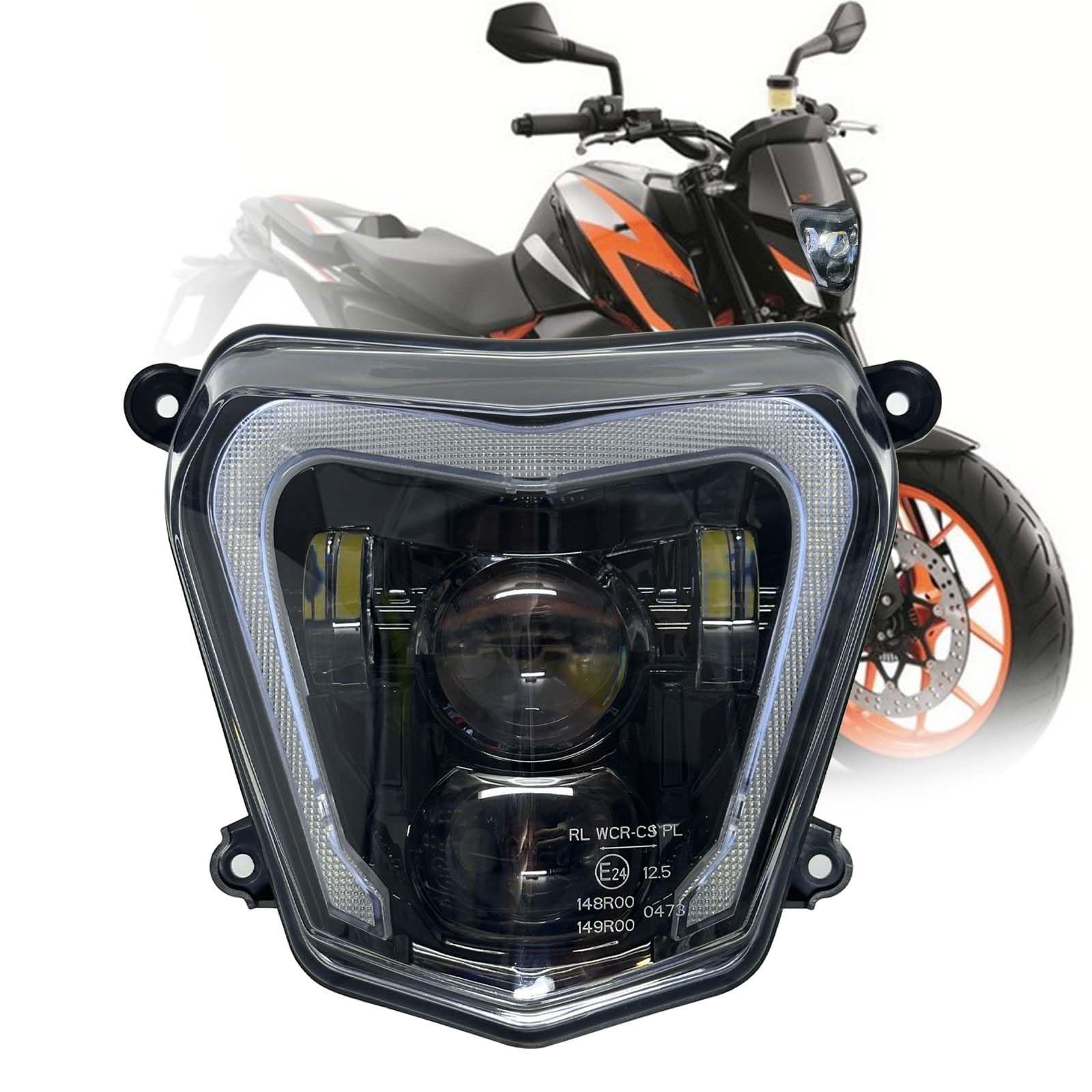 bamotoop Led Motorrad Scheinwerfer e-geprüft für KTM Duke 690 2012-2019 Plug and Play von bamotoop