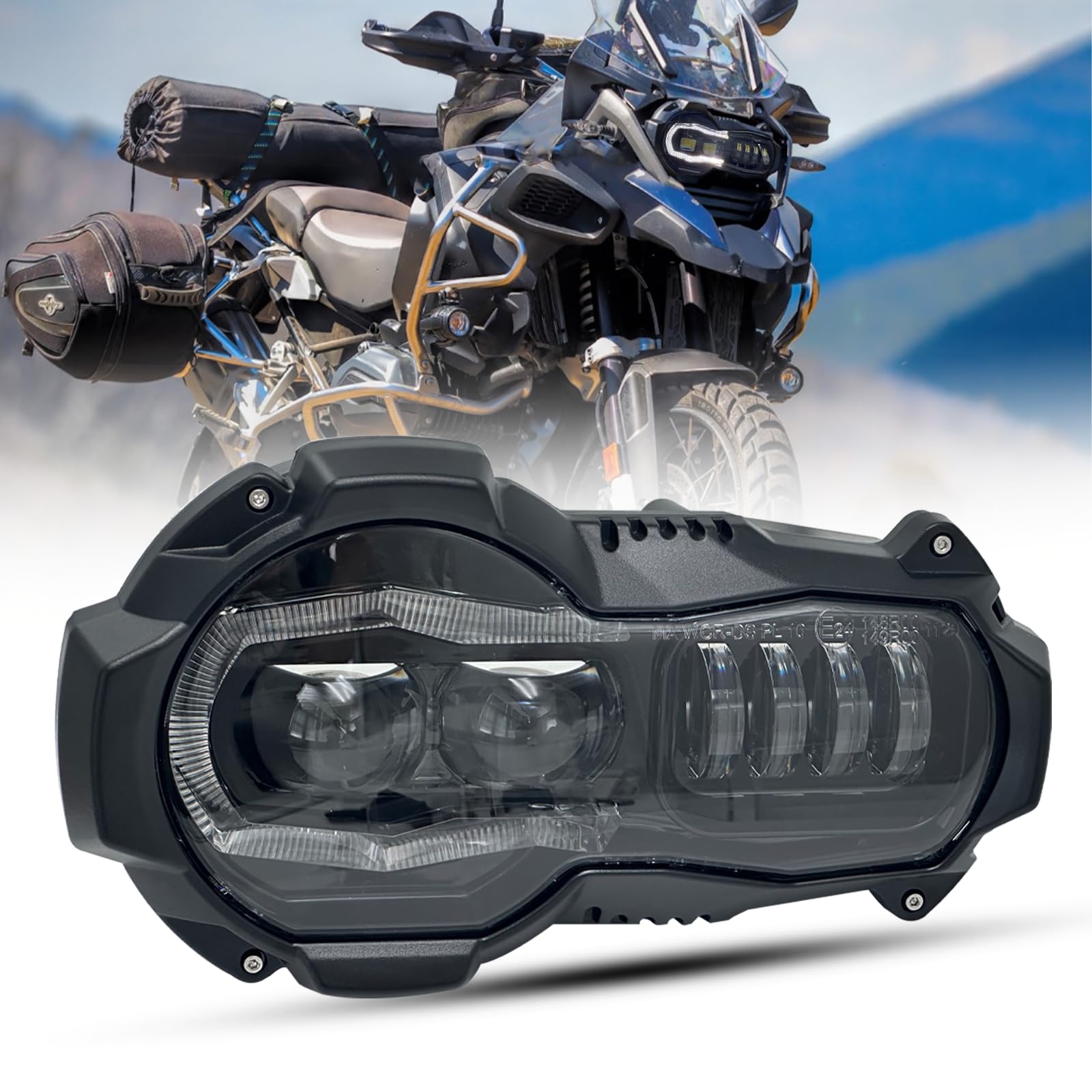 bamotoop Motorrad LED Scheinwerfer E Geprüft Mit Tagfahrlicht für BMW R1200 GS 2005-2012 BMW R1200 GS ADV von bamotoop