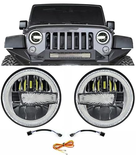 bamotoop Paar 7 zoll led scheinwerfer mit Gehäuse e-Geprüft E24 DOT für Jeep Wrangler Ⅲ JK 2008-2017 Land Rover Defender 90 110 VW T3 G Klasse von bamotoop