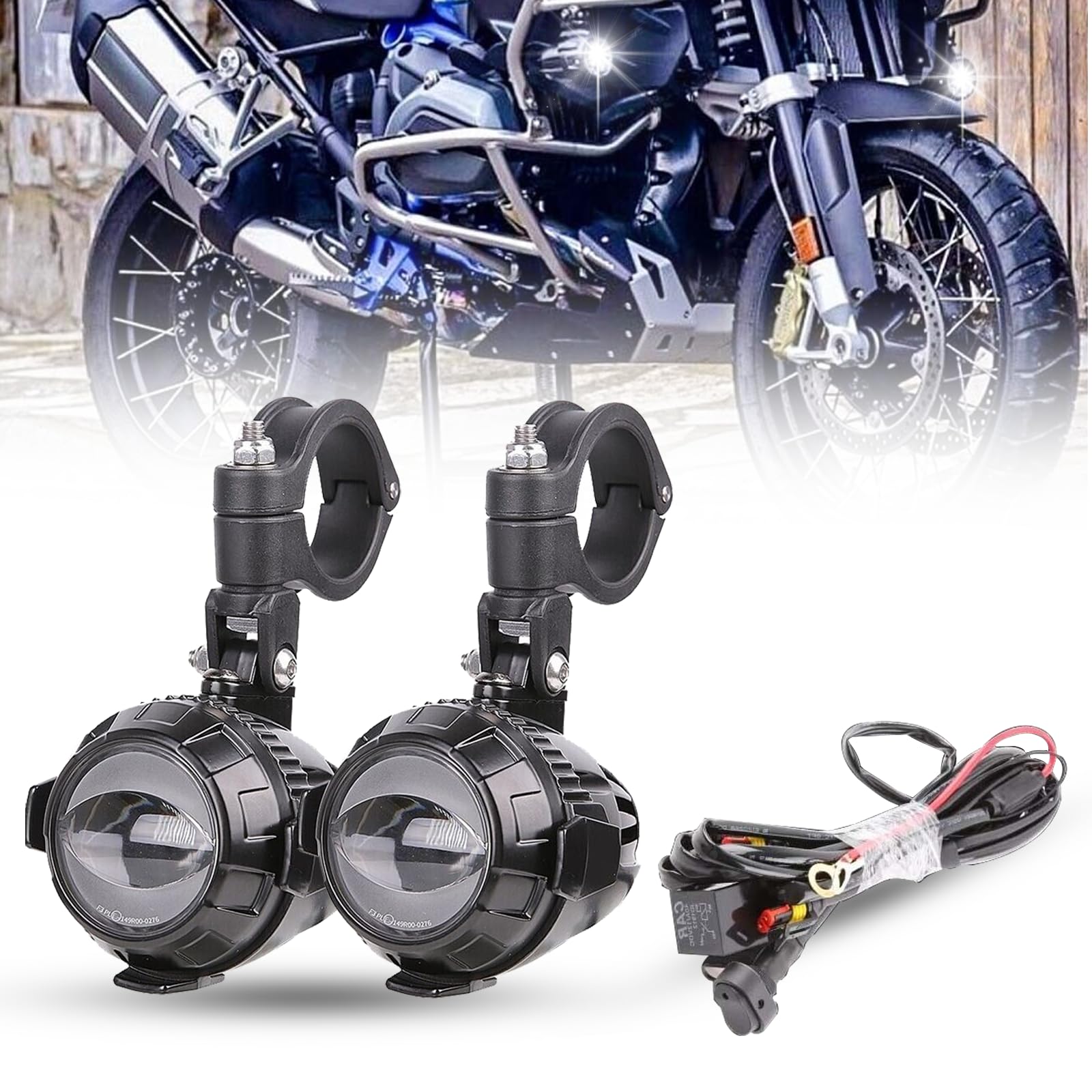 bamotoop Zusätzliche Motorrad LED Scheinwerfer，Motorrad 40W 6000LM 6000K Motorrad Nebelscheinwerfer LED Scheinwerfer with E-Prüfzeichen für BMW F800,Universal-Hilfslampe für Motorrad von bamotoop