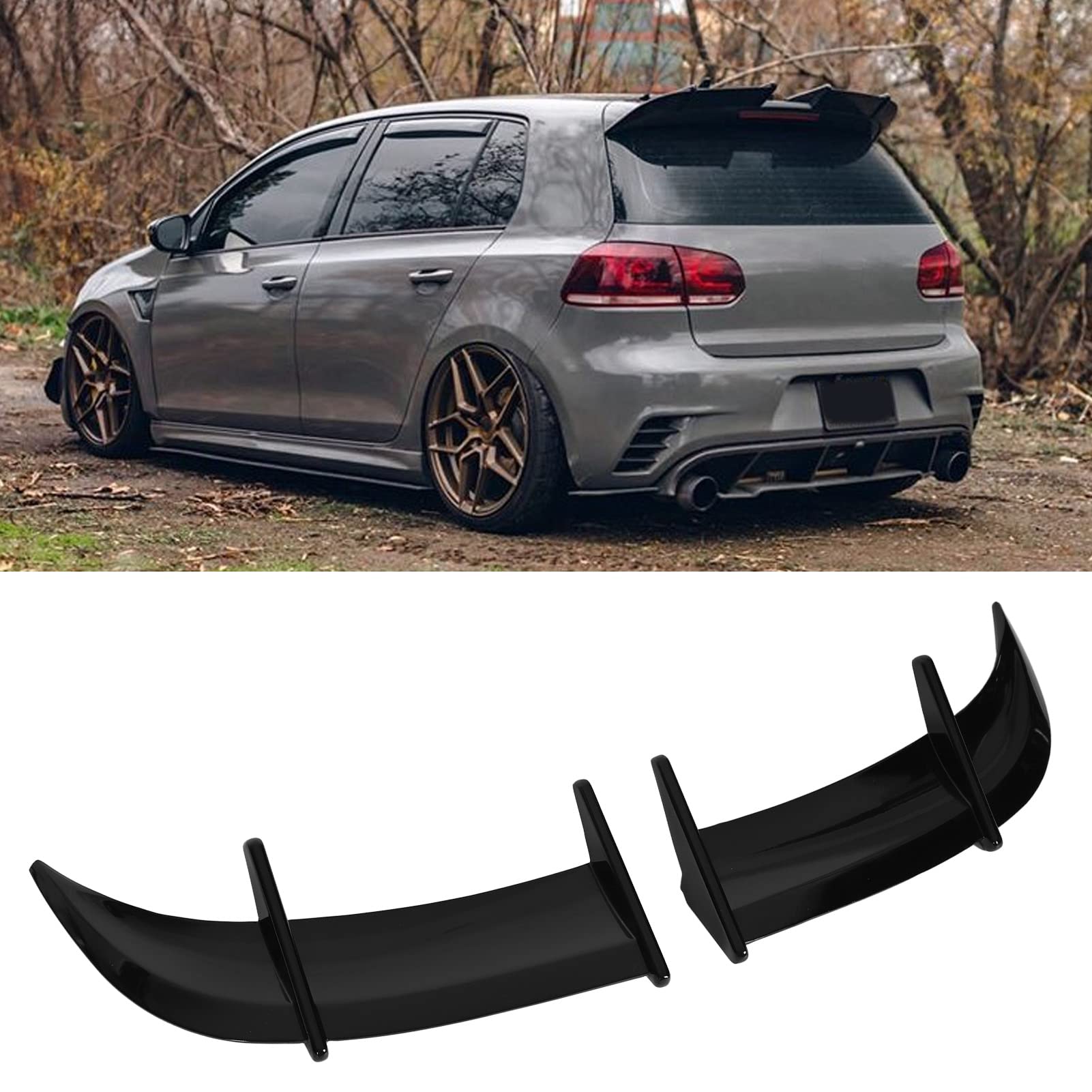 Heckspoiler, AK-Stil, Auto-Heckspoiler, ABS-Druckreduzierung, Heckspoiler-Deckelflügel, Kompatibel mit Golf MK6 GTI/R-Line-Modellen (Glänzend schwarz) von banapoy