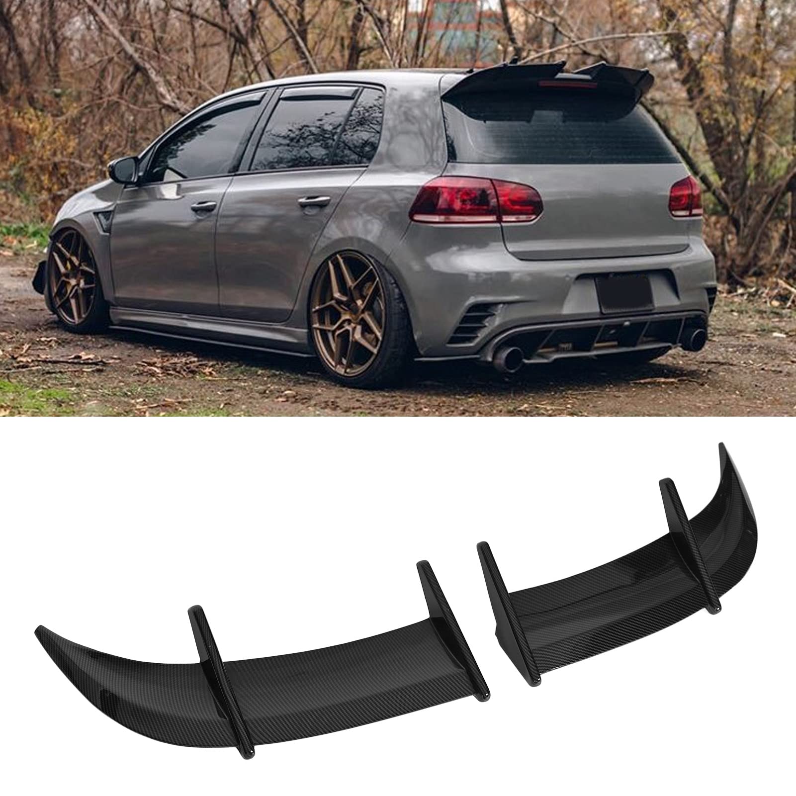 Heckspoiler, AK-Stil, Auto-Heckspoiler, ABS-Druckreduzierung, Heckspoiler-Deckelflügel, Kompatibel mit Golf MK6 GTI/R-Line-Modellen (Kohlefaser-Stil) von banapoy