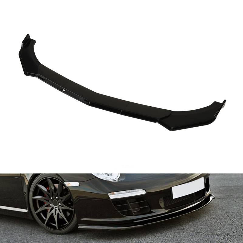 Stoßfängerlippe vorne, 5Pcs 110 bis 140mm einstellbar Universal stilvolle Auto Spoiler, Anti Kollision Frontstoßstange Spoiler Body Kit, Auto Mods Exterieur, Modifikation Teile (Glänzend schwarz) von banapoy