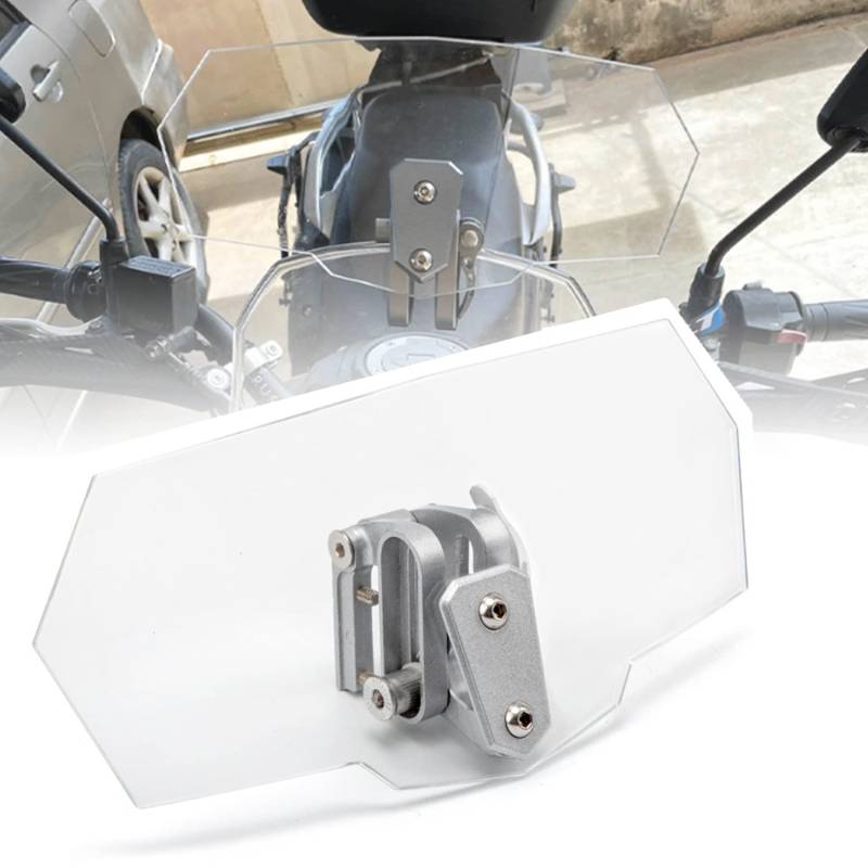 Motorrad Windabweiser Verstellbare Clip-on Windschutzscheibe Motorrad Windschutz Zubehör Windschild Windschutzscheibenverlängerung Erweiterung Spoiler Aufsatz für Rennrad Moto (Transparent) von bangminda