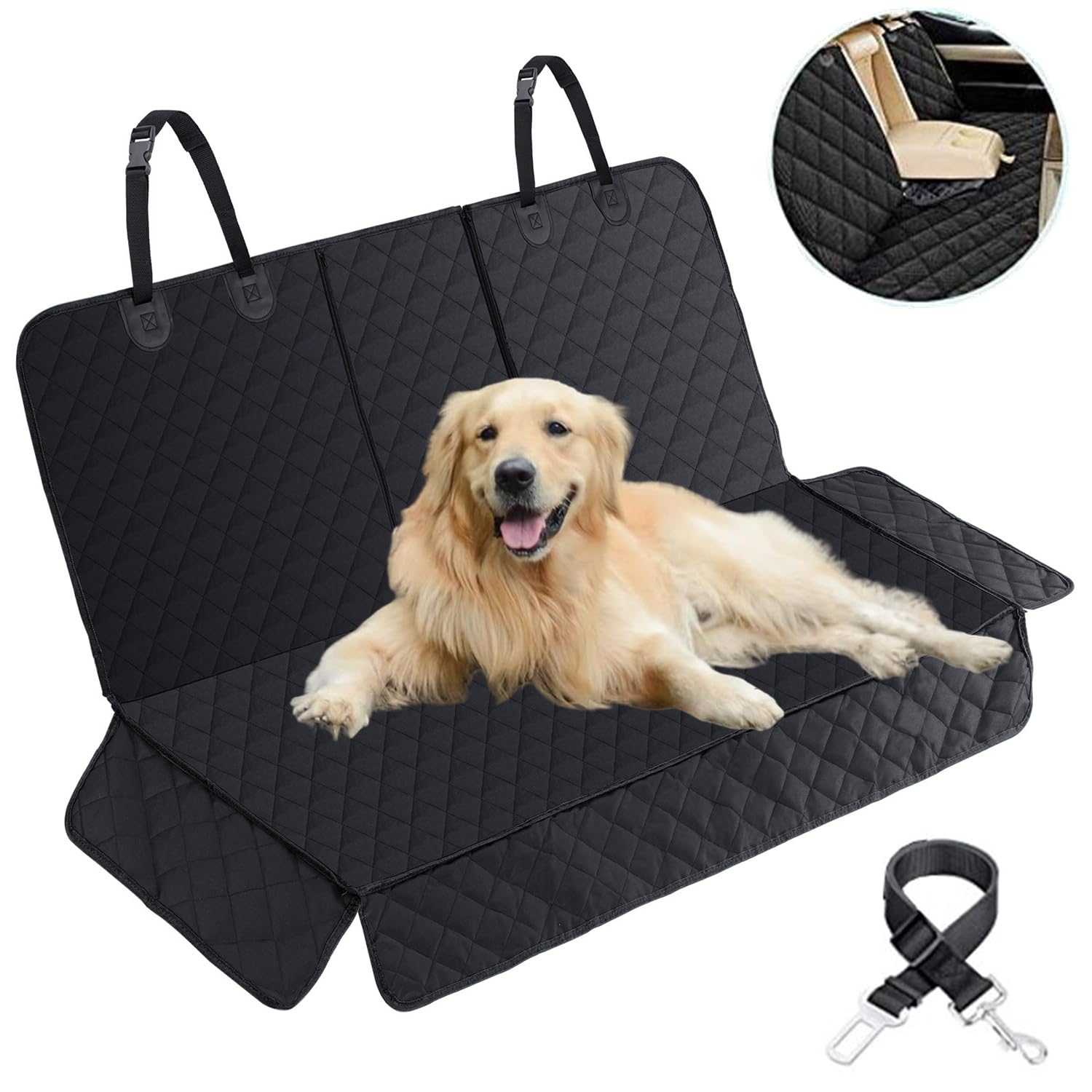 bangminda Autoschondecke Hundedecke Auto für Hund Kinder Wasserdicht Kratzfest Hundedecke Auto Rückbank Autodecke mit Hundegurt Universelle Hund Autoschondecke Rücksitz 135x120 cm von bangminda