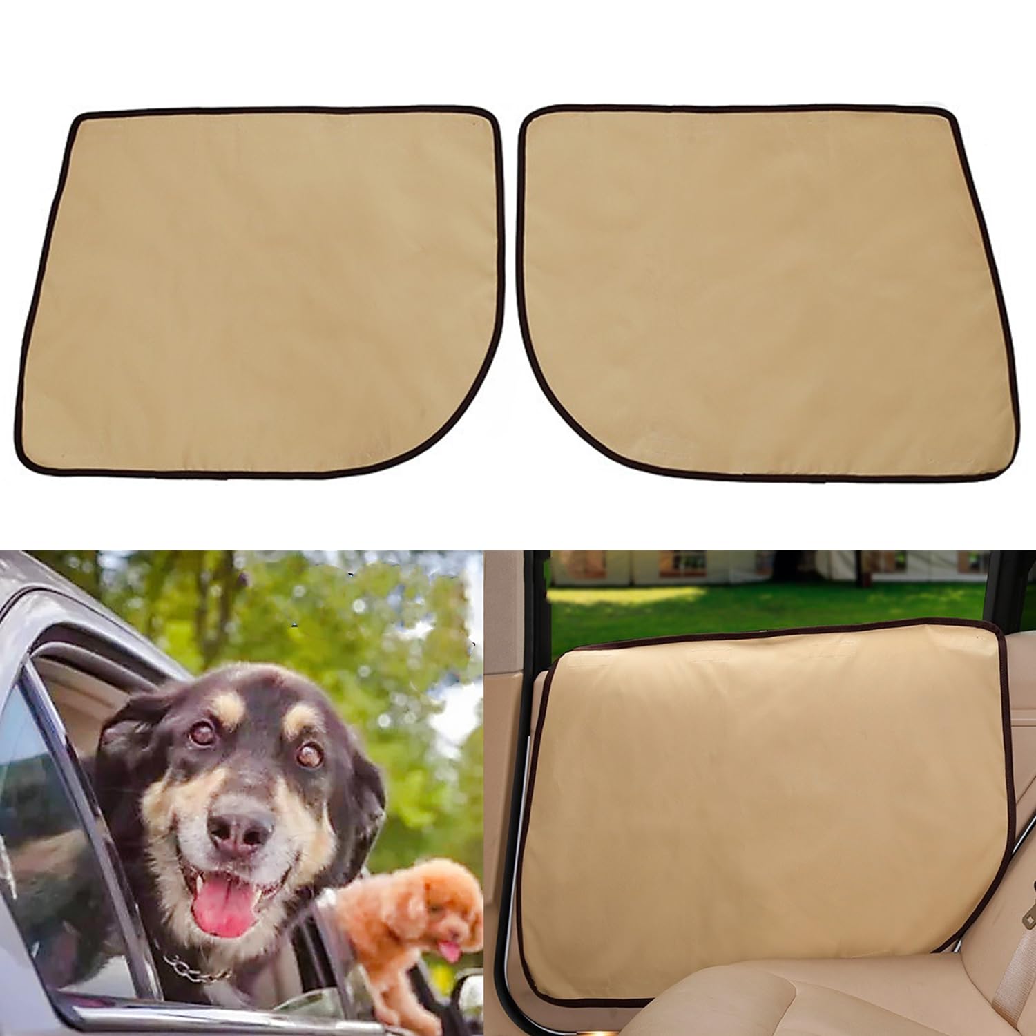 bangminda Haustier Autotür Schutzfolie Matte 2 Stück Autotürabdeckung Anti-Scratch Fahrzeug Tür Abdeckung Pad Hund Kratzschutz Autotür Schutz Wasserdicht für Hündchen Reisen Draußen Auto (Beige) von bangminda