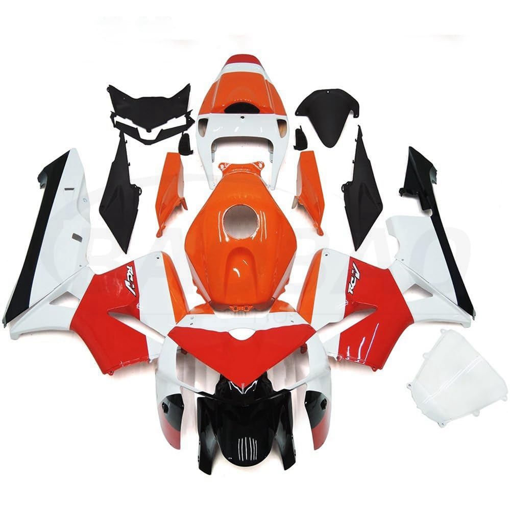 baobaohu Verkleidungssatz Motorrad für CBR600RR 2005 2006 05 06 CBR600 RR Verkleidungssatz Karosserie ABS Injektion (Orange Weiß) 089ME von baobaohu