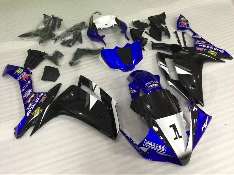 baobaohu Verkleidungssatz Motorrad für YZF-1000 R1 2007 2008 07 08 YZF 1000 R1 Verkleidung Kit Karosserie ABS Injection (schwarz blau) 044EQ von baobaohu