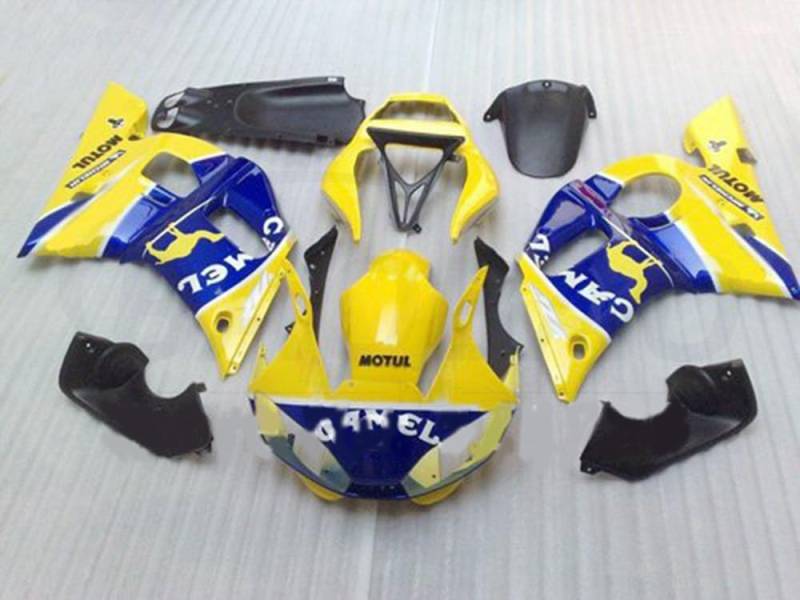 baobaohu Verkleidungssatz Motorrad für YZF-600 R6 1998 1999 2000 2001 2002 YZF 600 R6 Verkleidung Kit Karosserie ABS Injection (Gelbblau) 095IT von baobaohu