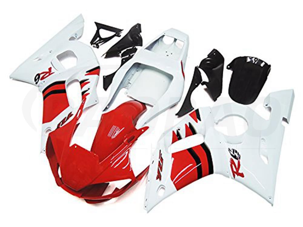 baobaohu Verkleidungssatz Motorrad für YZF-600 R6 1998 1999 2000 2001 2002 YZF 600 R6 Verkleidung Kit Karosserie ABS Injection (Rot Weiß) 074CK von baobaohu