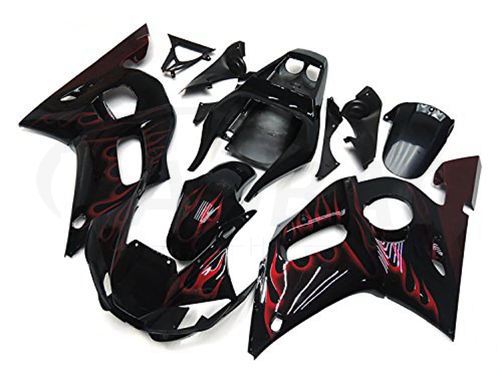 baobaohu Verkleidungssatz Motorrad für YZF-600 R6 1998 1999 2000 2001 2002 YZF 600 R6 Verkleidung Kit Karosserie ABS Injection (schwarz rot) 079WD von baobaohu