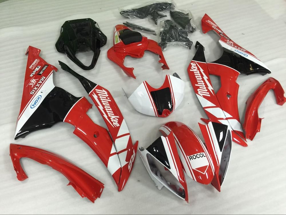 baobaohu Verkleidungssatz Motorrad für YZF-600 R6 2008 2009 2010 2011 2012 2013 2014 2015 2016 Verkleidung Kit Karosserie ABS Injection (rot schwarz) 107QB von baobaohu