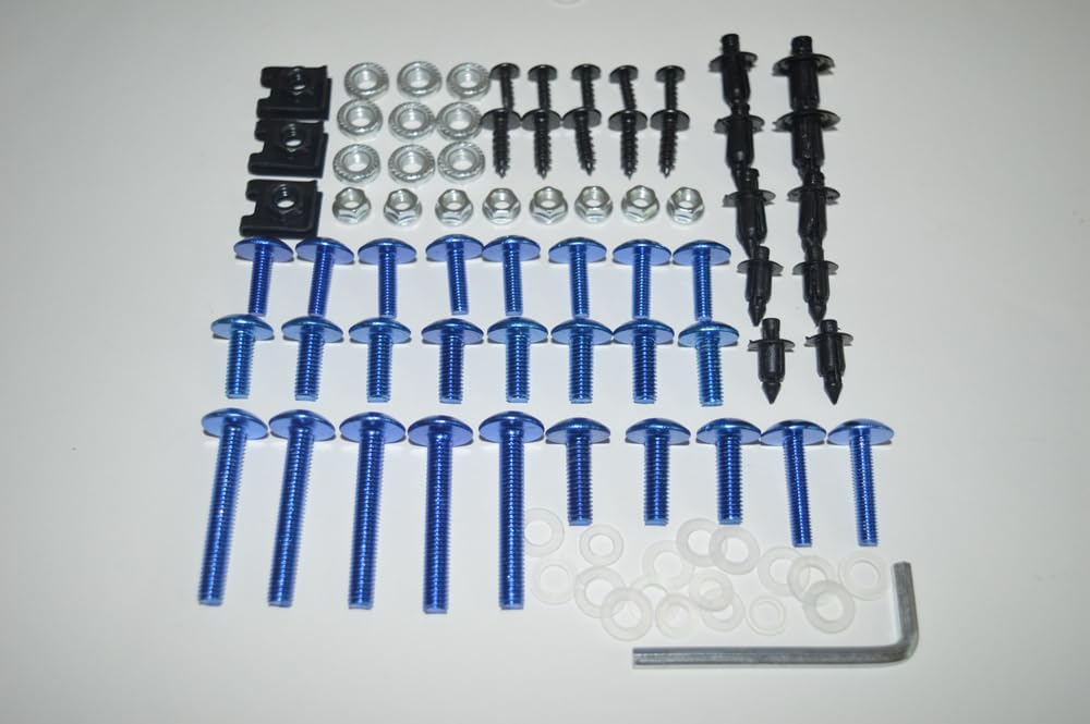 baobaohu Verkleidungsschrauben-Kits, Befestigungselemente passend für CBR 600 F2 1991 1992 1993 1994 91 92 93 94 CBR 600 F2 Schrauben Mutter Blau Silber von baobaohu