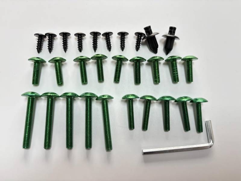 baobaohu Verkleidungsschrauben-Kits, Befestigungselemente passend für ZX-7R 1996 1997 1998 1999 2001 2002 2003 96-03 ZX7R Schrauben Mutter Grün Silber von baobaohu