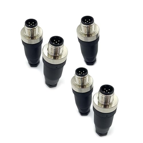 5 Stücke M12 5 poliger B Code Stecker Rundsteckverbinder, vor Ort montiert mit 12mm verdrahtetem Sensor, industrieller Rundstecker IP67 ungeschirmter gerader Stecker 125V 4A von bayzconn