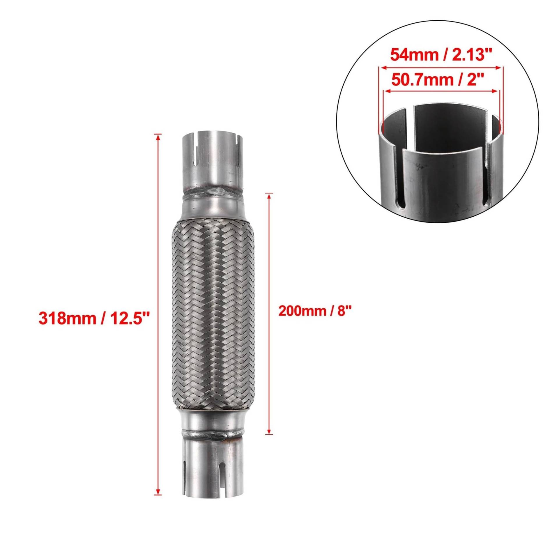 Endrohr 50,7 Mm X 54 Mm Flexibles Auspuffrohr Für Autoauspuffrohre, Auspuffverbindung Mit Schweißverlängerungsrohrschellen-Set Aus Edelstahl Auto Auspuff Endrohr(318mm) von bcumst