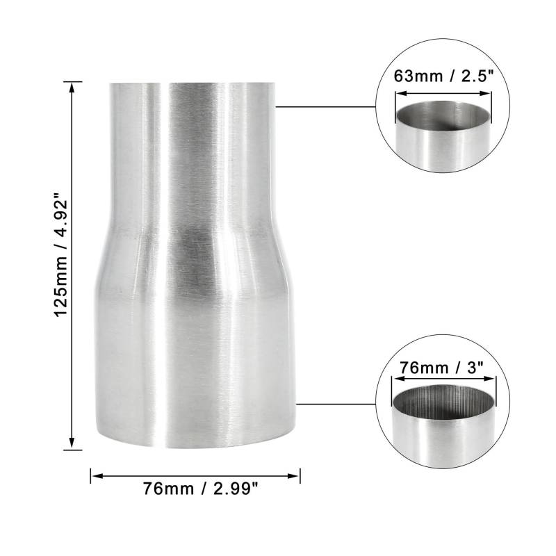 Endrohr 51/57/63/70/77/83 Mm Edelstahl Auto Universal Auspuffrohr Adapter Reduzierstück Verbindungsrohr Rohr Autozubehör Auto Auspuff Endrohr(2.2-2.5 in) von bcumst