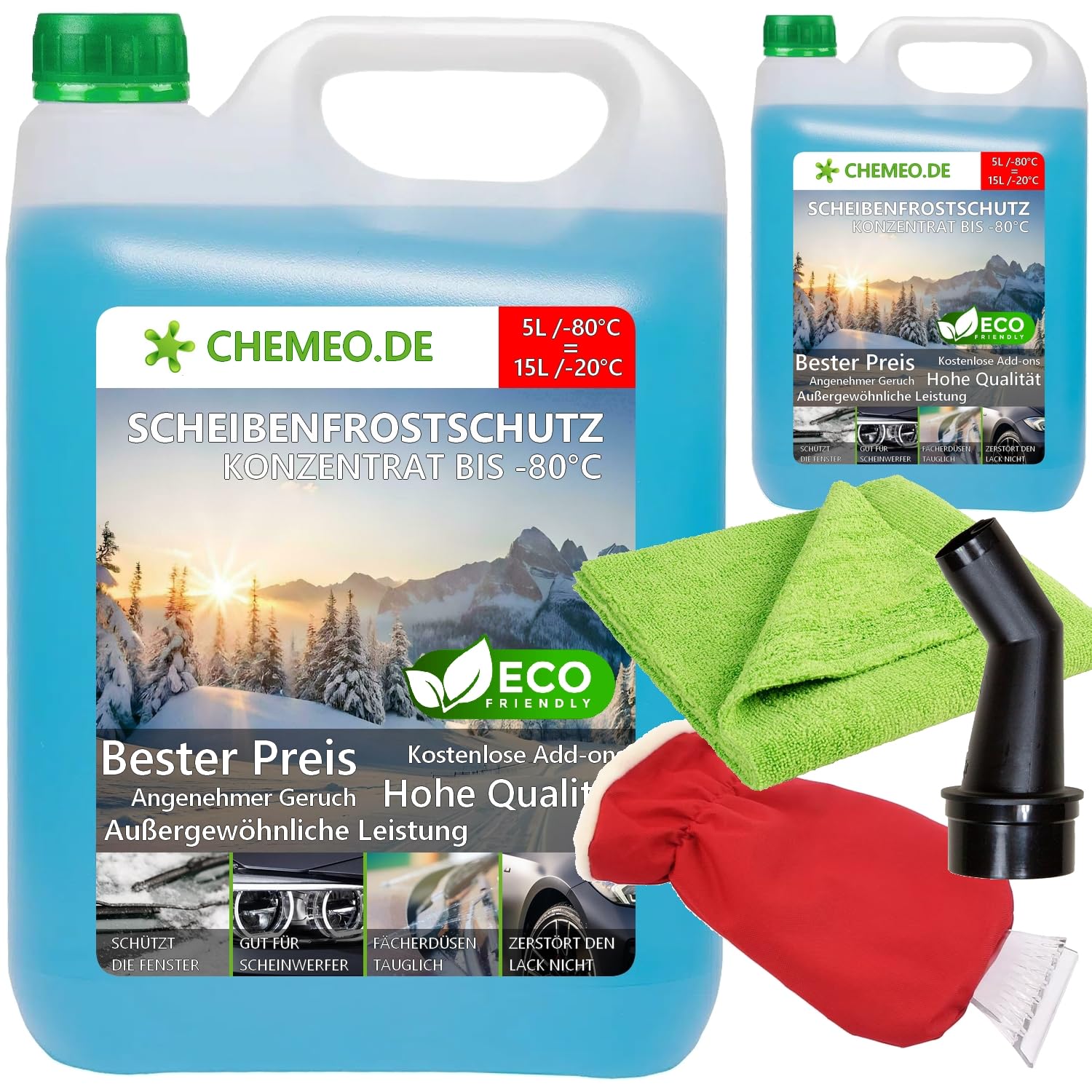 beeco STORE CHEMEO® Scheibenfrostschutz -80°C, 10L Konzentrat = 30L Gebrauchsfertig Scheibenwaschanlagen-Frostschutz -20°C, Scheibenwaschflüssigkeit, Scheibenwischwasser, Scheibenreiniger für Winter von beeco STORE