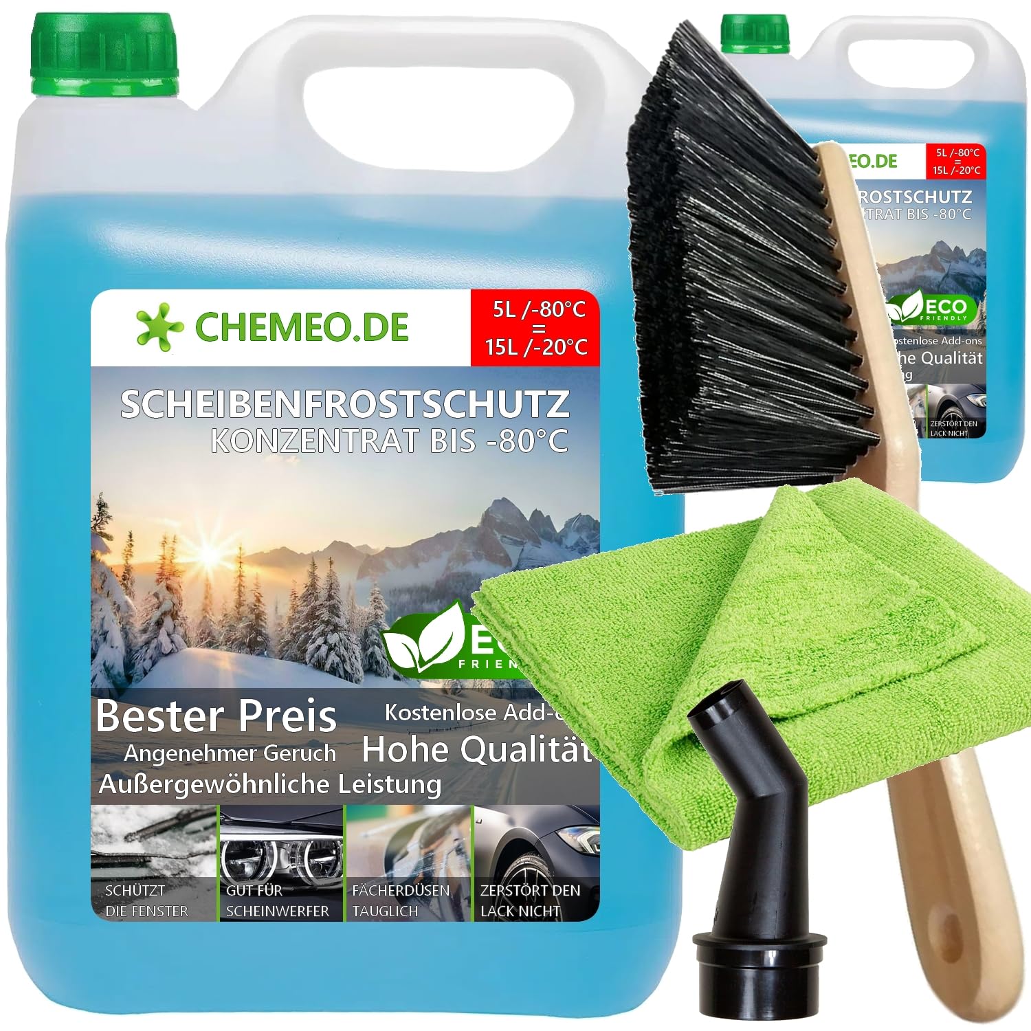 beeco STORE CHEMEO® Scheibenfrostschutz -80°C, 10L Konzentrat = 30L Gebrauchsfertig Scheibenwaschanlagen-Frostschutz -20°C, Scheibenwaschflüssigkeit, Scheibenwischwasser, Scheibenreiniger für Winter von beeco STORE