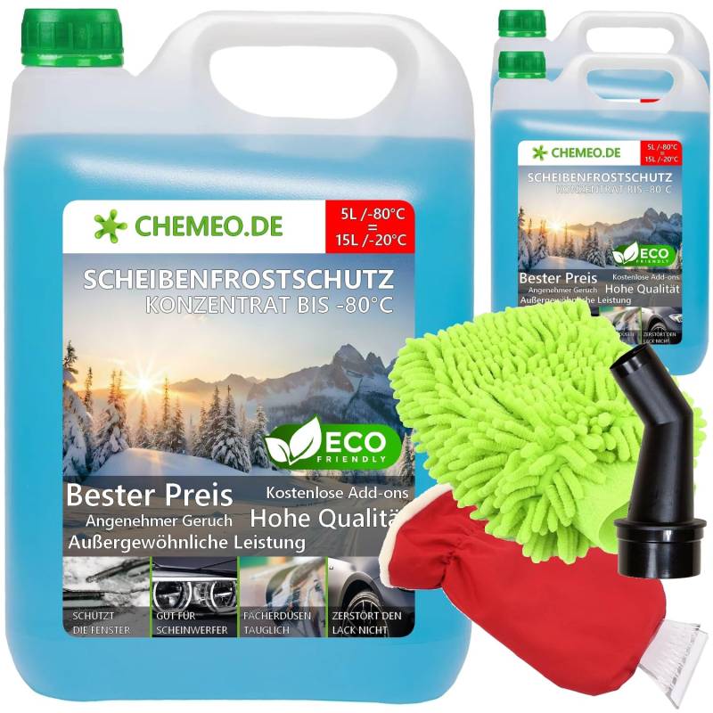 beeco STORE CHEMEO® Scheibenfrostschutz -80°C, 15L Konzentrat = 45L Gebrauchsfertig Scheibenwaschanlagen-Frostschutz -20°C, Scheibenwaschflüssigkeit, Scheibenwischwasser, Scheibenreiniger für Winter von beeco STORE