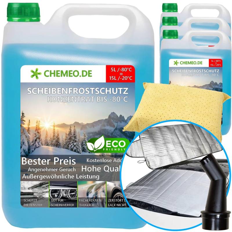 beeco STORE CHEMEO® Scheibenfrostschutz -80°C, 20L Konzentrat = 60L Gebrauchsfertig Scheibenwaschanlagen-Frostschutz -20°C, Scheibenwaschflüssigkeit, Scheibenwischwasser, Scheibenreiniger für Winter von beeco STORE