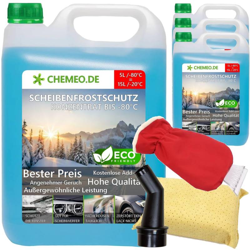 beeco STORE CHEMEO® Scheibenfrostschutz -80°C, 20L Konzentrat = 60L Gebrauchsfertig Scheibenwaschanlagen-Frostschutz -20°C, Scheibenwaschflüssigkeit, Scheibenwischwasser, Scheibenreiniger für Winter von beeco STORE