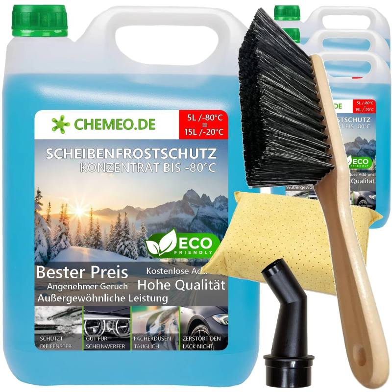 beeco STORE CHEMEO® Scheibenfrostschutz -80°C, 20L Konzentrat = 60L Gebrauchsfertig Scheibenwaschanlagen-Frostschutz -20°C, Scheibenwaschflüssigkeit, Scheibenwischwasser, Scheibenreiniger für Winter von beeco STORE