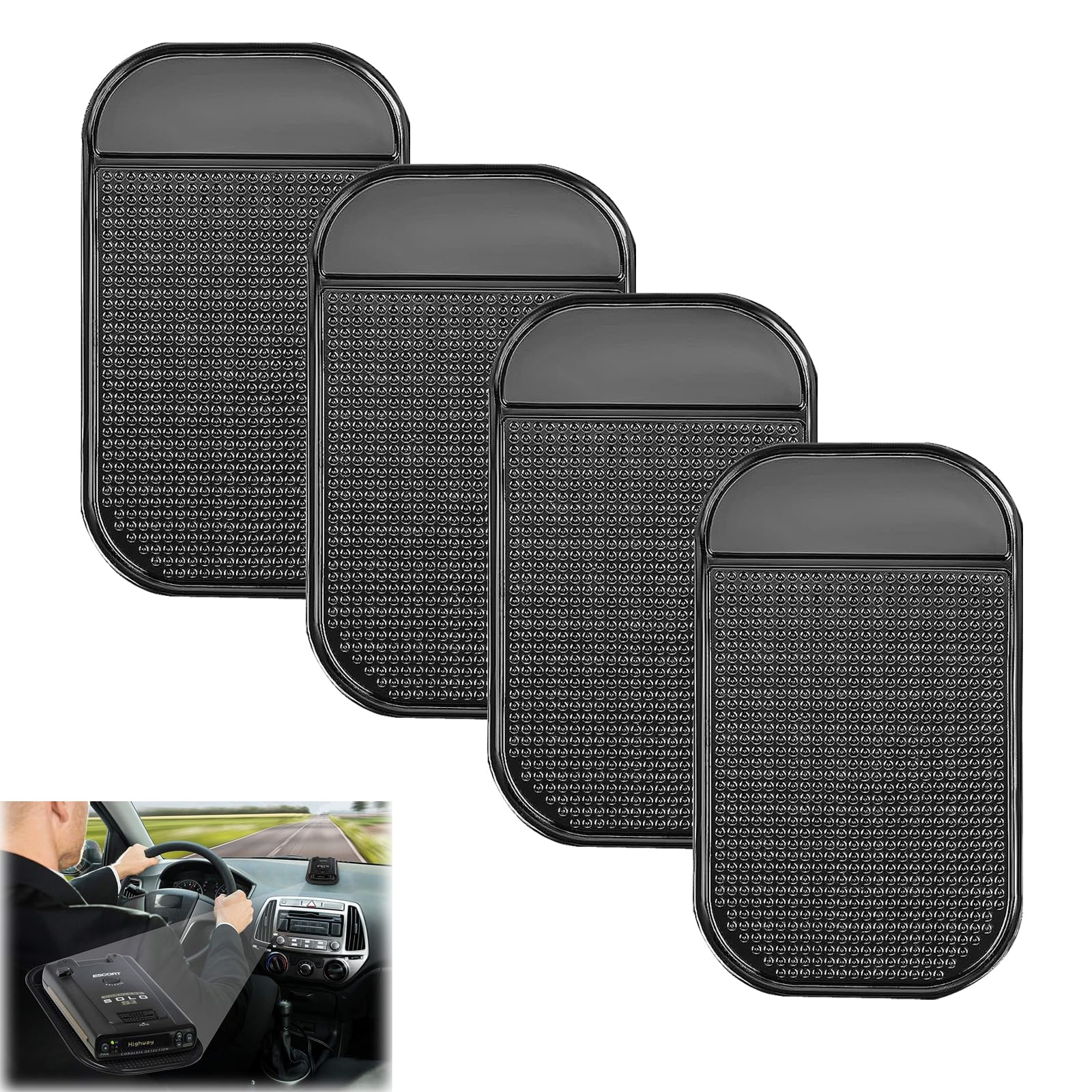 4 Stück Antirutschmatte Auto Armaturenbrett Selbstklebend, Antirutsch Pads Matte Anti-Rutsch Unterlage Klebepads Magic-Pad Für Handy, Auto Brillenhalterung, Sonnenbrillen Halterung, Keys, 14 X 8 cm von beejune