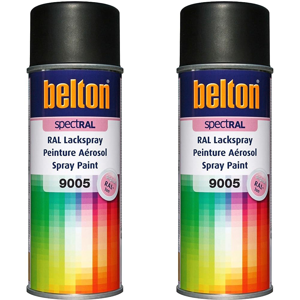 belton spectRAL Lackspray RAL 9005 tiefschwarz, matt, 400 ml - Profi-Qualität (Packung mit 2) von belton