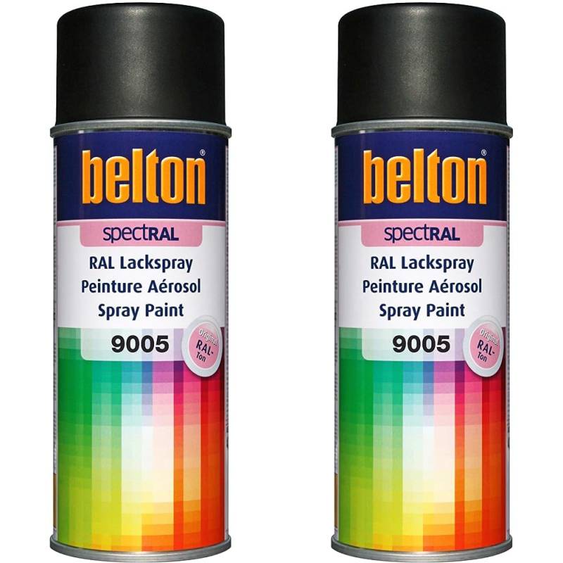 belton spectRAL Lackspray RAL 9005 tiefschwarz, matt, 400 ml - Profi-Qualität (Packung mit 2) von belton