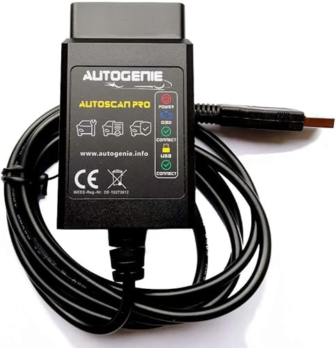 Autogenie Autoscan Pro OBD2 Windows USB Diagnosegerät - Fehler löschen lesen PKW KFZ ELM 327 EOBD CAN-Bus Code-Scanner von bestbeans