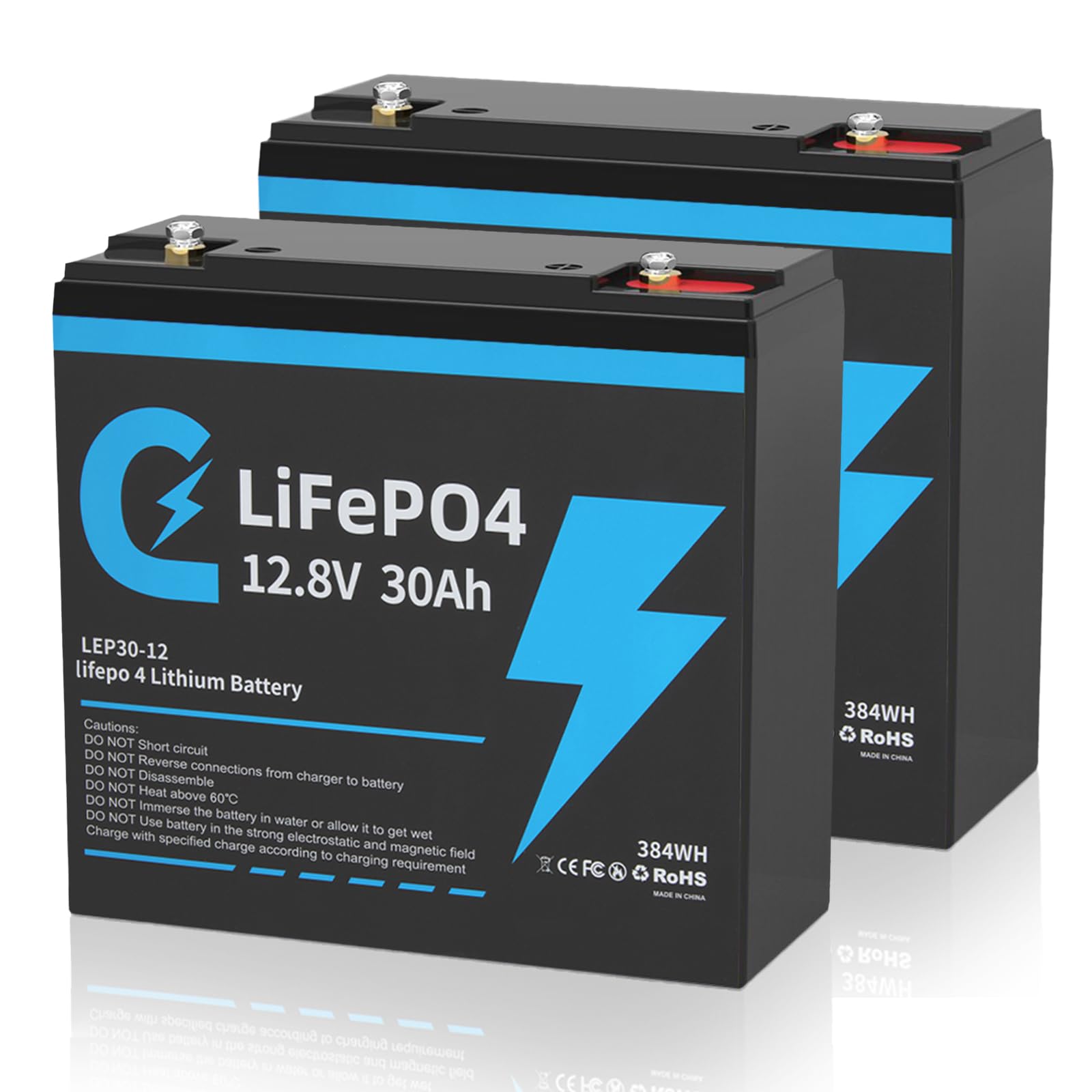 2 Stück 30Ah 12V Lithium Batterie,30Ah 12V LiFePO4 Batterie,15000 Zyklen,384Wh,Batterie 30Ah 12v LiFePO4,mit Smart BMS,Tieftemperaturschutz,für Wohnmobil,Solaranlage,Boot Haushalt,Camping von bestyks