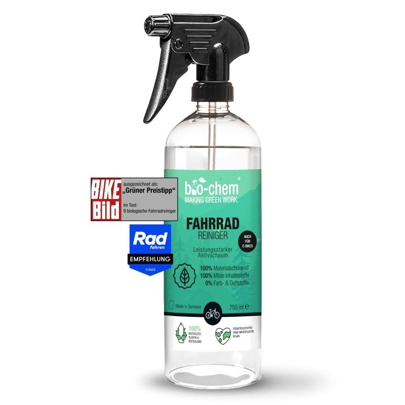 bio-chem Fahrrad-Reiniger - 750 ml Handsprayflasche - Bike Reiniger Frame Shampoo, Rahmen-Reiniger, E-Bike Reiniger für Fahrrad, Mountainbike, E-Bike u.v.m. von bio-chem