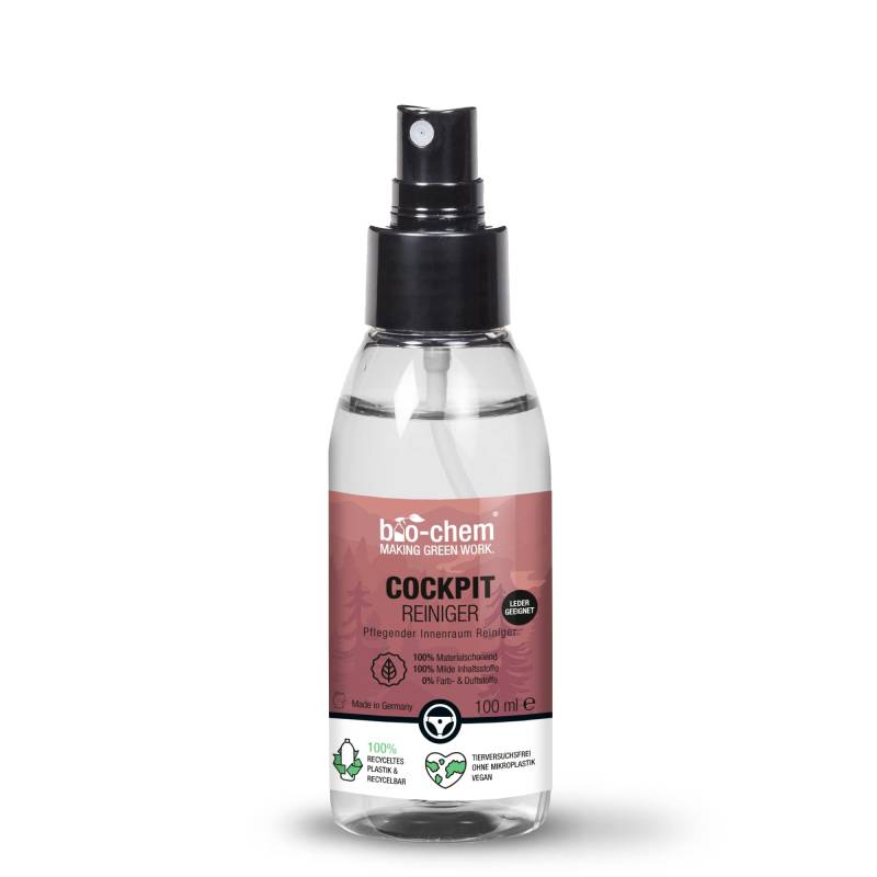 bio-chem Cockpit-Pflege 100 ml Cockpitspray I Auto Innenraum Reiniger mit schonender Pflege für Leder und Kunststoff I Sorgt für strahlenden Glanz mit Schutz auf Armaturen zur optimalen Autopflege von bio-chem